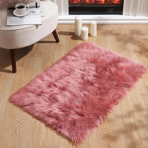 Miniatura 2 de Ashler Home Deco - Tapete de pelo sintético de oveja, mullido, suave, de 2 x 3 pies, lavable a máquina, dormitorio, habitación de los niños, sala
