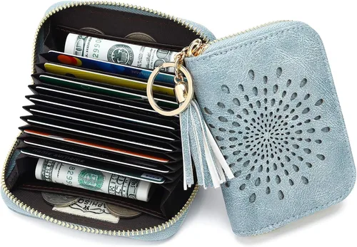 Miniatura 8 de APHISON RFID - Porta tarjeta de crédito con cremallera carteras pequeñas para mujer en cuero estilo girasol para mujer y niña caja de regalo 1927