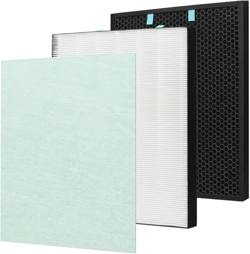 Poste de repuesto y prefiltro de carbono compatible con purificador de aire Bissell Air400, 1 paquete de filtro de poste 2521, 1 paquete de carbono