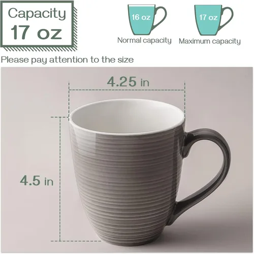 Miniatura 2 de DOWAN Tazas de Café, Juego de 6 Tazas de Café de 17 Oz, Tazas de Té Onduladas (Marrón)
