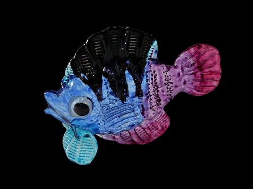 Miniatura 3 de 1shopforyou Figura de vidrio soplado, figura de pez marino tropical, arte en miniatura, colección de vida marina, decoración de acuario, animal