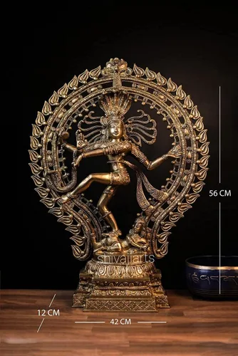 Miniatura 5 de SHIVAJIARTS Dancing Shiva Nataraja Estatua grande, estatua de Shiva Natraj bailarín, escultura de latón de 22.0 in, escultura de señor Shiva