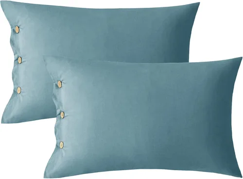 Miniatura 22 de JELLYMONI Juego de 2 fundas de almohada de algodón tamaño King de 20 x 36 pulgadas, color blanco crema, 100% algodón lavado, suave y transpirable