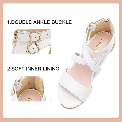 Miniatura 5 de Dufannie Zapatos de vestir con purpurina para niñas y niños pequeños y grandes, zapatos de vestir con flores