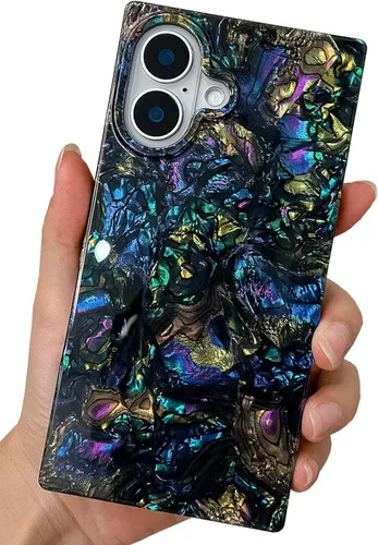 Miniatura 33 de Funda compatible con iPhone 14 Pro con borde rectangular, bonita funda protectora de lujo con pintura al óleo y flores para mujeres y niñas, funda