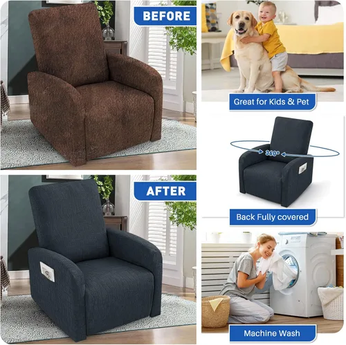Miniatura 7 de MAXIJIN Fundas impermeables para sillas reclinables pequeñas de 3 piezas, fundas reclinables que se mantienen en su lugar, fundas reclinables Lazy