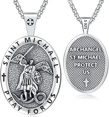 Miniatura 164 de Eusense San Miguel San Cristóbal San Benito San Judas Virgen María Collar chapado en oro 925 joyería religiosa para hombres y mujeres, collar