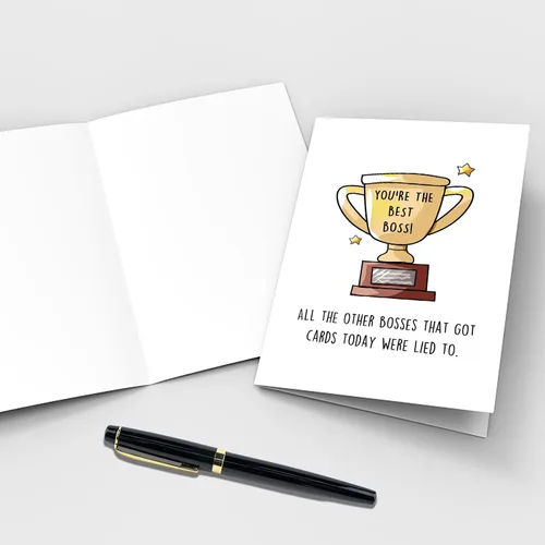 Miniatura 3 de Qiliji Divertida tarjeta del día del jefe para jefes, tarjeta feliz del día del jefe para hombres y mujeres, regalo humorístico del día de los jefes