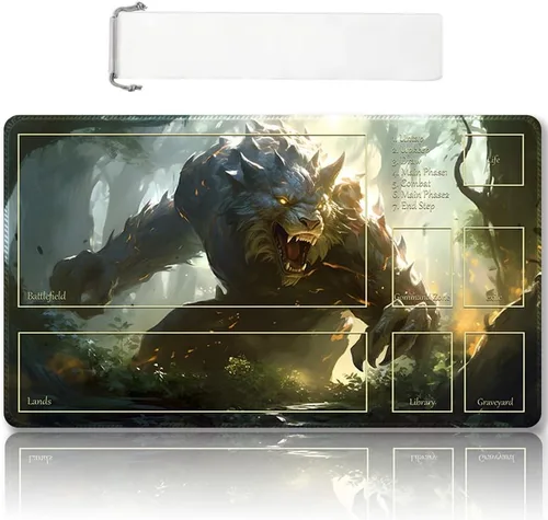 Miniatura 52 de Tapete de juego MTG cosido de alta calidad con zonas y respaldo de goma antideslizante, tapete de juego TCG para MTG y otros juegos de cartas, Dkt