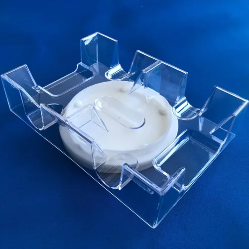 Miniatura 5 de Yuanhe Bandeja de cartas giratoria de 2 cubiertas, tarjetero