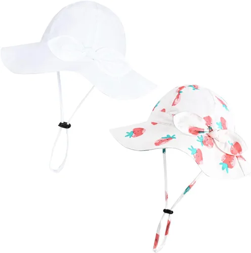 Sombrero de sol para bebé niña con UPF 50+ sombrero de playa ajustable para exteriores con ala ancha