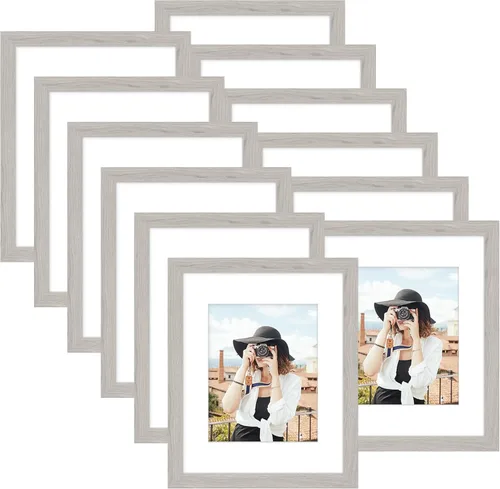 Miniatura 49 de Picrit - Juego de 12 portarretratos de 4 x 6 pulgadas, para fotos de 3.5 x 5 con paspartú o 4 x 6 pulgadas sin paspartú, marcos para colgar