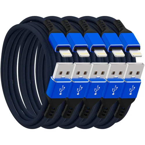 Miniatura 12 de Ironten Cable de carga para iPhone, certificado MFi de Apple, 1 paquete de 6 pies, color azul, largo, de carga rápida, sincronización de datos