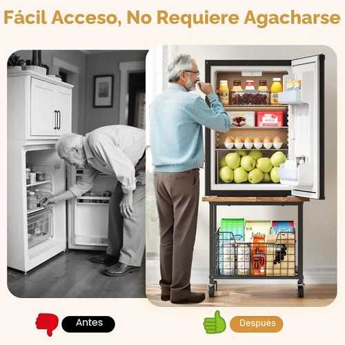 Miniatura 3 de Soporte para Mini Refrigerador con Almacenamiento, Soporte para Refrigerador Pequeño con Ruedas, Gabinete para Mini Refrigerador - Carga Máxima 300