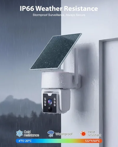 Miniatura 7 de Cámara inalámbrica para exteriores 5G y 2.4G Wi-Fi, cámaras de seguridad solares inalámbricas para exteriores, cámara PTZ 2K 360°, alimentada por