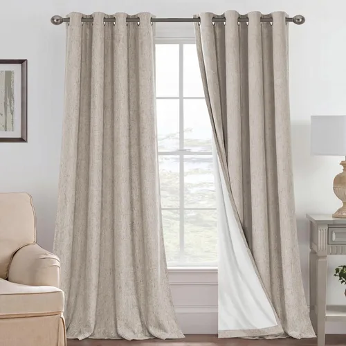 Miniatura 231 de H.VERSAILTEX Cortinas opacas de lino de 72 pulgadas de largo, 100% absolutamente opacas, con aislamiento térmico, con textura de lino, cortinas