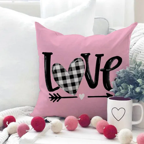 Miniatura 2 de GEEORY Fundas de almohada para el día de San Valentín "Te quiero más, sé mío" 18x18 pulgadas, juego de 4, corazones rojos, camiones, rayas, a