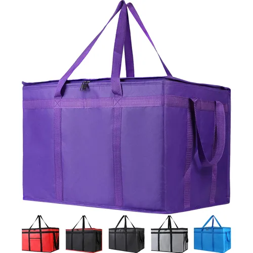 Miniatura 31 de Bodaon Paquete de 3 bolsas aisladas para entrega de alimentos para comidas calientes y frías, bolsas enfriadoras XXL, bolsa aislante para catering