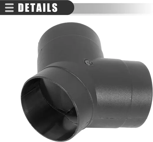 Miniatura 6 de Motoforti Tubo de conducto de aire para calentador de coche universal de 3 vías, conector de salida en forma de Y, 75 mm, plástico, negro