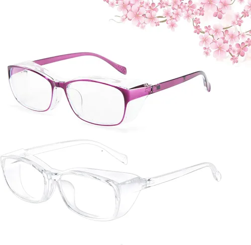 willochra Gafas protectoras de seguridad antivaho con bloqueo de luz azul para mujeres y hombres UV400 TR90 protectores laterales (8888-2 unidades,