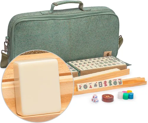 Miniatura 10 de Set de Mahjong Americano de Yellow Mountain Imports, Chinoise con Estuche de Terciopelo Suave - Soportes con Empujadores, Monedas de Puntuación