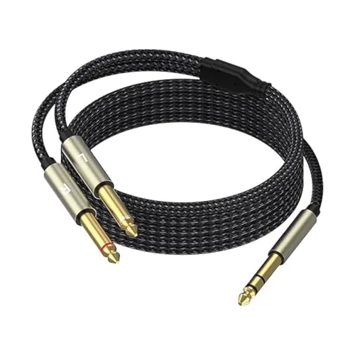 Cable estéreo de 0.250 in, cable de audio, 3.3 pies, 1/4 TRS a Dual 1/4 TS Mono, adaptador de cable estéreo divisor en Y, compatible con iPhone, PC,