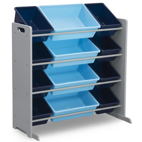 Miniatura 2 de Delta Children Organizador de almacenamiento de juguetes para niños con 12 contenedores de plástico, certificado Greenguard Gold, gris/azul