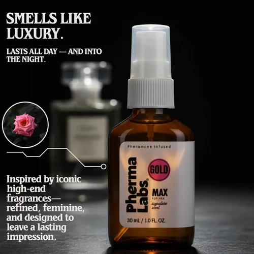 Miniatura 3 de MAX GOLD for Her - Perfume de lujo con infusión de feromonas para mujeres, aroma distintivo que mejora la presencia, fragancia femenina de larga
