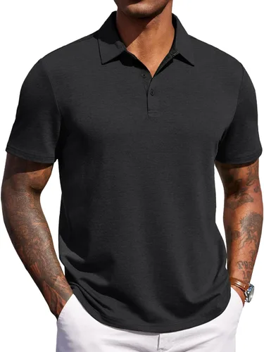 Miniatura 14 de COOFANDY Camisas polo de manga corta para hombre, estilo casual, de verano, cuello clásico, para golf