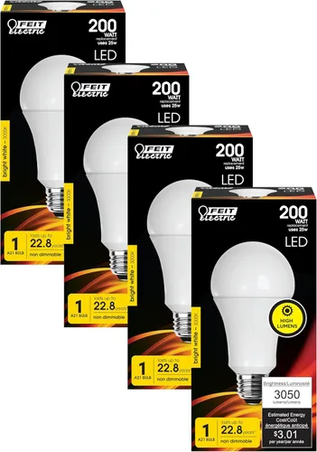 Miniatura 11 de Feit Electric Bombilla LED A21, equivalente a 200 W, no regulable, 3050 lúmenes, base estándar E26, luz diurna de 5000 K, bombilla LED de alto 5000K