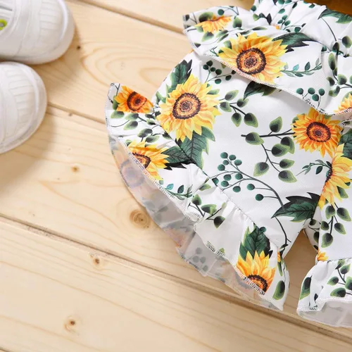 Miniatura 5 de FYBITBO Conjunto de ropa de 2 piezas para bebés y niñas pequeñas con cuello halter y pantalones cortos florales
