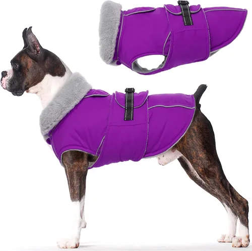 Miniatura 28 de Lelepet Abrigo cálido para perros – Chaleco reflectante impermeable de vellón con hebilla ajustable de gancho y bucle, chaqueta de invierno Rojo
