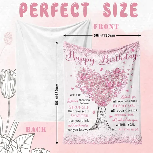 Miniatura 6 de Vuinezo Regalos de cumpleaños para niñas, mamá, hermana, esposa, decoración única de cumpleaños para mujeres, manta de forro polar de 50 x 60