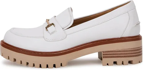 Miniatura 2 de VETASTE Mocasines clásicos de tacón grueso con plataforma y suela de lengüeta para mujer, con puntera redonda, zapatos Oxford con cadena de metal