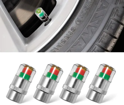 4 tapas de vástago de válvula de monitor de presión de neumáticos, indicador universal de 32 PSI para monitor de presión de neumáticos de automóvil,