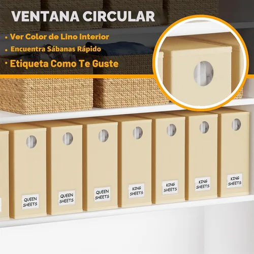 Miniatura 4 de SpaceAid Paquete de 8 Organizadores y Almacenamiento de Sábanas de Cama, Organizador de Sábanas Plegable para Armario de Ropa Blanca, Carpeta Beige