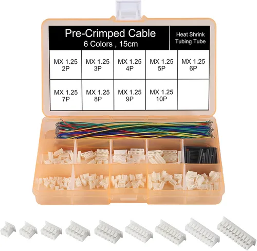 Kit de conectores de 0.049 in con cable preprensado de 5.9 in 2/3/4/5/6/7/8/9/10/12 PIN compatible con conector JST GH Molex PicoBlade de 0.049 in