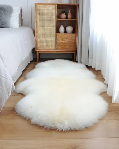 Miniatura 6 de HUAHOO Alfombra de Piel de Oveja Genuina Premium Real de Australia Piel de Oveja Natural de Lujo Esponjosa Piel de Cordero Alfombra de Área Fundas