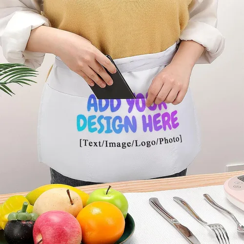Miniatura 4 de AXKEUDO Delantal personalizado con bolsillos, delantales de cintura para camarera para cocinar en casa, restaurante, servir trabajo