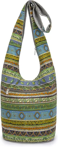 Miniatura 93 de Bolsa de hombro para mujer, de lona en estilo hippie/bohemio para llevar cruzada al hombro, disponible en diferentes colores y estampados