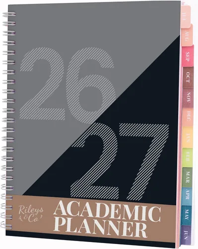 Rileys Agenda Académica 2026-2027, agenda diaria, semanal y mensual, julio de 2026 a junio de 2027, páginas de notas para estudiantes,