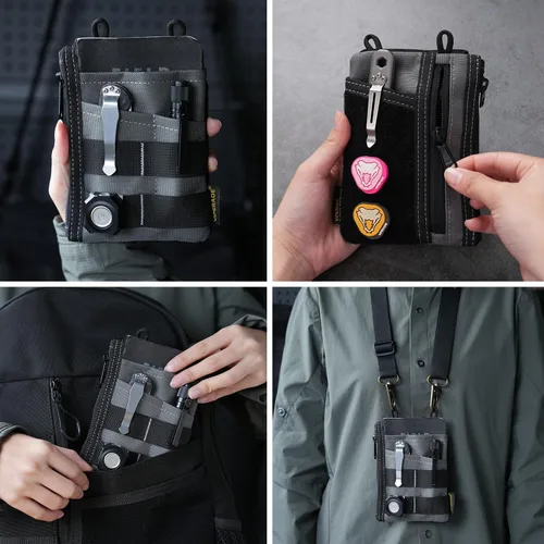 Miniatura 6 de VIPERADE VE18 EDC Bolsa, Organizador de Bolsillo para Hombres, Organizador de Bolsillo EDC, 3 Ranuras con 2 Bolsillos con Cremallera, Bolsa Gris