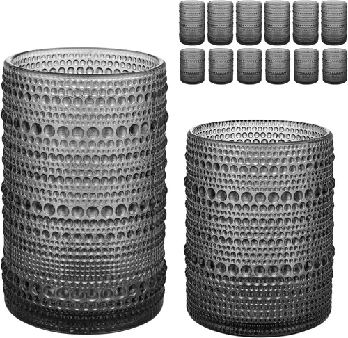 Miniatura 14 de HomeVogue Hobnail Juego de Vasos para Beber de 6, 12 onzas, Juego de Cristalería Vintage, Juego de Vasos de Cóctel, Vaso Tumbler de Agua Paquete