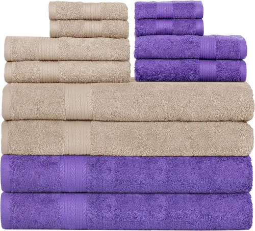 Miniatura 43 de Ample Decor Juego de 12 toallas de baño de 600 GSM, 100% algodón, 4 toallas de baño, 4 toallas de mano, 4 paños de lavado, absorbentes y suaves