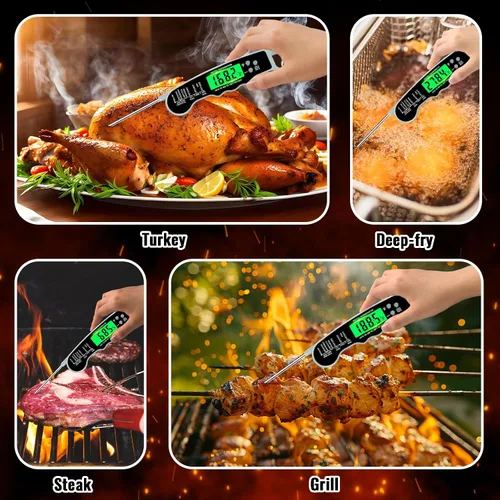 Miniatura 3 de Relleno de calcetines para hombres, mujeres y adultos: termómetro de carne digital, termómetro de carne de lectura instantánea con luz de fondo e