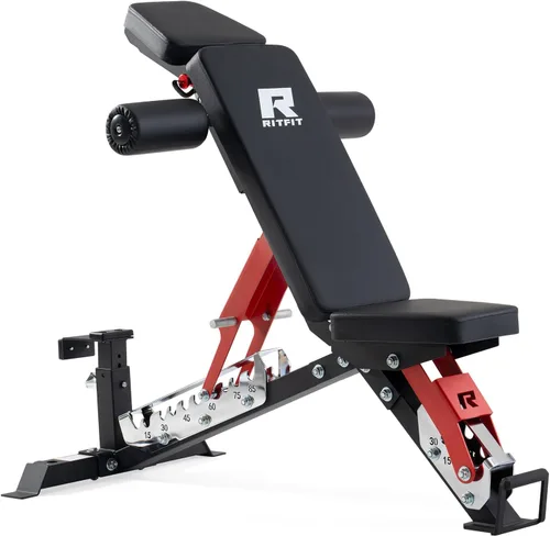 Miniatura 12 de RitFit Banco de pesas ajustable y plegable para gimnasio en casa, levantamiento de pesas y entrenamiento de fuerza, póster de entrenamiento