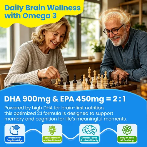 Miniatura 5 de Gomitas Omega 3 de 1600 mg, suplemento de algas Omega 3 sin pescado + multivitamínico, luteína, zeaxantina, arándano, vitamina A, C, D3, E