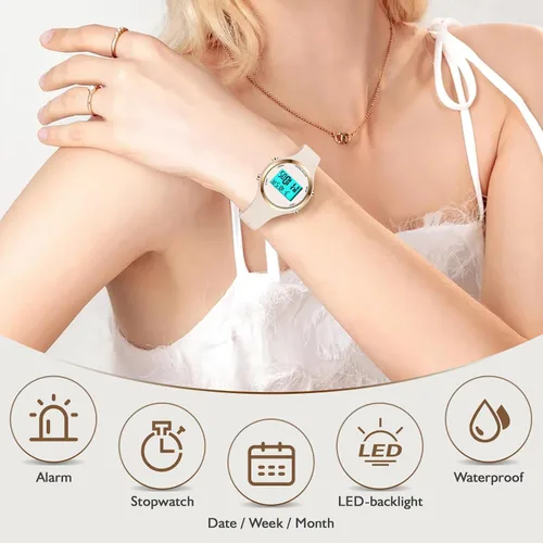 Miniatura 44 de Women LED Display Elecreonic Watch Fashion Chrono Alarm Digital Clock Woman Outdoor Sport Wirstwatch