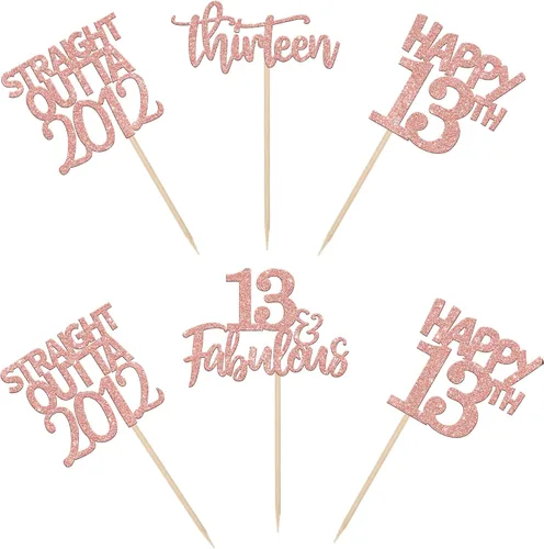 Miniatura 3 de Paquete de 24 adornos para cupcakes Straight Outta 2012 Happy 13th Birthday Thireen Awesome Since 2012, 13 fabulosas decoraciones para tartas