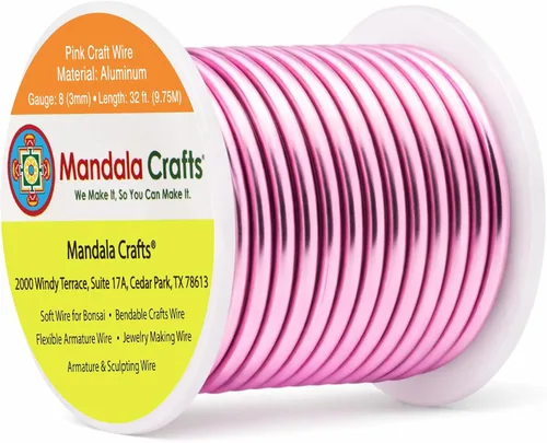 Miniatura 302 de Mandala Crafts - Alambre de aluminio anodizado de 8 calibre para hacer joyas - 9.75 m de alambre flexible negro colorido - Flexible para bonsái